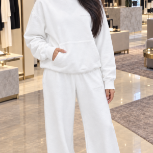 ست هودی و شلوار زنانه توکرک سفید کد 4837
