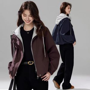 بامبر زنانه کلاه‌دار طرح دولایه ترند کد 4851 - تصویر 11