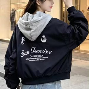 کاپشن پاییزه زنانه کلاه‌دار سان‌فرانسیسکو کد 4840 - تصویر 2