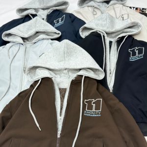 کاپشن زنانه ضخیم کلاه دورس طرح دولایه HMBER کد 4968